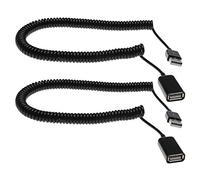 Be In Your Mind 2 Piezas Cable Adaptador en Espiral USB 2,0 Macho A Hembra Cable de Extensión Telescópico de Resorte Negro de 3m para Sincronización Y Carga de Datos