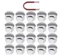 Be In Your Mind 20 Piezas Tapas de Tuercas de Rueda Plateadas cromadas Cubiertas de Pernos de Cubo Protectores hexagonales de 21mm con Herramienta de extracción Compatible con Range Rover