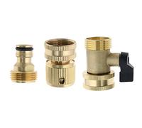 Be In Your Mind 3 unids manguera de jardín conector rápido 3/4 pulgadas latón válvula de apagado hembra y macho rosca conector latón adaptador de manguera de jardín