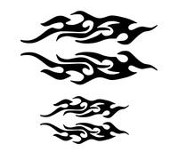 Be In Your Mind 4 pares de pegatinas reflectantes de llama, gráficos gráficos para el cuerpo, para el coche, carreras, deportes, autoadhesivas, decoración para el coche, monopatín, 12 cm, color negro