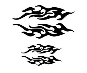 Be In Your Mind 4 pares de pegatinas reflectantes de llama, gráficos gráficos para el cuerpo, para el coche, carreras, deportes, autoadhesivas, decoración para el coche, monopatín, 12 cm, color negro