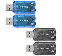 Be In Your Mind 4 tarjetas de sonido estéreo USB 5.1 externas con puertos de auriculares y micrófono de 3.5 mm, adaptador de audio virtual 3D de 5.1 canales compatible con Windows 2 negro y 2 azul