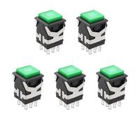 Be In Your Mind 5 Piezas 2NO+2NC 3A/250V AC Interruptor de Botón Momentáneo Luz LED Verde Botón Pulsador Cuadrado Interruptor para Mecánica Automotriz 8 Pines