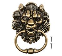 Be In Your Mind Llamador de cabeza de león de 15,8 cm con tornillos decorativos de aleación de bronce pulido, diseño clásico antiguo para puertas delanteras y porches principales. Accesorios