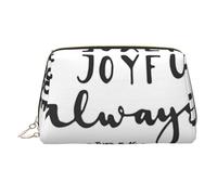 Be Joyful - Bolsa de maquillaje de piel para caligrafía, organizador de viaje, neceser de aseo