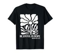 Be Joyful In Hope Boho Floral Flowers Verso de la Biblia Cristiano Camiseta