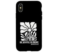 Be Joyful In Hope Boho Floral Flowers Verso de la Biblia Cristiano Carcasa para iPhone X/XS