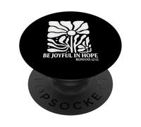 Be Joyful In Hope Boho Floral Flowers Verso de la Biblia Cristiano PopSockets PopGrip Adhesivo