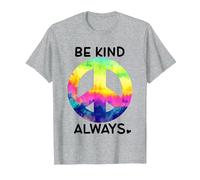 Be Kind Always Shirt,Tie Dye Peace Sign Rainbow Kindness Camiseta, Hombre, Gris Jaspeado, 6XL