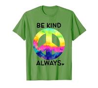 Be Kind Always Shirt,Tie Dye Peace Sign Rainbow Kindness Camiseta, Hombre, Hierba, S