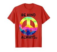 Be Kind Always Shirt,Tie Dye Peace Sign Rainbow Kindness Camiseta, Hombre, Rojo, S