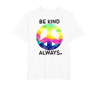 Be Kind Always Shirt,Tie Dye Peace Sign Rainbow Kindness Camiseta, Hombre Tallas Grandes, Blanco, 5X Alto