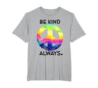 Be Kind Always Shirt,Tie Dye Peace Sign Rainbow Kindness Camiseta, Hombre Tallas Grandes, Gris Jaspeado, 2X Alto