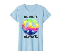 Be Kind Always Shirt,Tie Dye Peace Sign Rainbow Kindness Camiseta, Mujer, Azul Bebé, 3XL