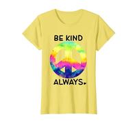 Be Kind Always Shirt,Tie Dye Peace Sign Rainbow Kindness Camiseta, Mujer, Limón, S