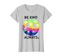 Be Kind Always Shirt,Tie Dye Peace Sign Rainbow Kindness Camiseta, Mujer, Plata, XXL