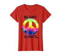 Be Kind Always Shirt,Tie Dye Peace Sign Rainbow Kindness Camiseta, Mujer, Rojo, L