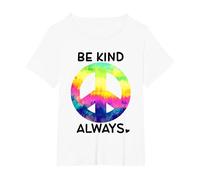Be Kind Always Shirt,Tie Dye Peace Sign Rainbow Kindness Camiseta, Mujer Tallas Grandes, Blanco, 6XL Grande