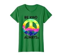 Be Kind Always Shirt,Tie Dye Peace Sign Rainbow Kindness Camiseta, Mujer, Verde Kelly, 3XL
