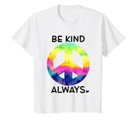 Be Kind Always Shirt,Tie Dye Peace Sign Rainbow Kindness Camiseta, Niños, Blanco, 6 años