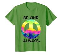 Be Kind Always Shirt,Tie Dye Peace Sign Rainbow Kindness Camiseta, Niños, Hierba, 10 años