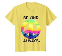 Be Kind Always Shirt,Tie Dye Peace Sign Rainbow Kindness Camiseta, Niños, Limón, 12 años