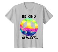 Be Kind Always Shirt,Tie Dye Peace Sign Rainbow Kindness Camiseta, Niños, Plata, 6 años