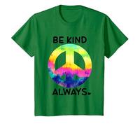 Be Kind Always Shirt,Tie Dye Peace Sign Rainbow Kindness Camiseta, Niños, Verde Kelly, 6 años