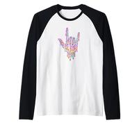 Be Kind ASL Lenguaje de señas | Retro Groovy - Melting Art Camiseta Manga Raglan