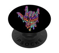 Be Kind ASL Lenguaje de señas | Retro Groovy - Melting Art PopSockets PopGrip Adhesivo