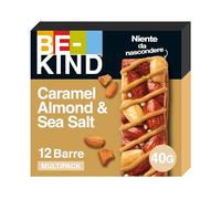 Be-Kind Barrita Proteínas Frutos Secos Chocolate Negro y Sal Marina 12x40g | Barrita nutritiva con almendras y chocolate negro -- snack proteico natural perfecto para el deporte y picar entre horas