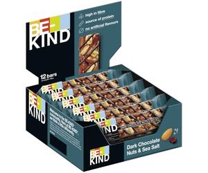 BE-KIND Dark Chocolate Nuts & Seasalt - Barra de nueces (6 x 12 x 40 g, sin gluten)