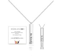 Be Kind...Of A Bich - Collar con mensaje oculto, acero inoxidable, mantra de aliento, tubo cilíndrico, collar con mensaje oculto, grabado en 3D, collar de barra vertical, joyería de amistad, regalo