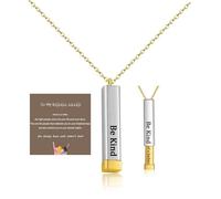 Be Kind...Of A Bich - Collar con mensaje oculto, Be Kind... Of A Bich - Collar con grabado 3D de barra vertical de acero inoxidable para mujer, collar con colgante de mantra de aliento para mujeres