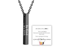 Be Kind...Of A Bich - Collar con mensaje oculto, Be Kind...Of A Bich - Collar de barra vertical con grabado 3D, collar de acero inoxidable, colgante de mantra, para mujeres, hermandad, hermanas