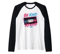Be Kind Rewind Cinta de vídeo Retro 80s Estética Camiseta Manga Raglan