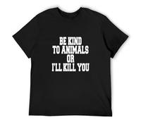 Be Kind to Animals Vegan T-Shirt Man's Fashion Cotton Black Clothes, Negro , M
