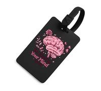 Be Kind to Your Mind Mental Health Matters Awareness - Etiquetas de equipaje para maletas, etiqueta de equipaje de TPU, lindas etiquetas de bolsa de viaje, estilo negro