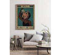 Be Kind To Your Mind - Póster de flores para jardín con texto en inglés "Be Kind To Your Mind", póster de metal para regalo divertido, 8 x 12 pulgadas
