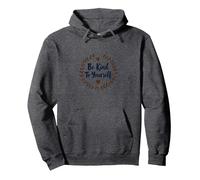 Be Kind To Yourself - Cita inspiradora de autocuidado Sudadera con Capucha, Unisex para Adultos, Jaspeado Oscuro, XXL