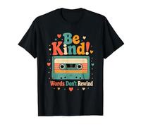 Be Kind Words Dont Rewind Retro Casete Cinta Anti Bullying Camiseta gráfica económica, Hombre, Negro, S