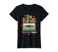 Be Kind Words Dont Rewind Retro Casete Cinta Anti Bullying Camiseta gráfica económica, Mujer, Negro, XS