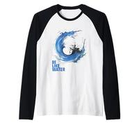 Be Like Water Tao Flow State Medita armonía en Movimiento Camiseta Manga Raglan