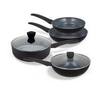 Be Living Juego de 4 sartenes - Ø 24 & 28 cm sartén + Ø 28 cm Sauteuse + Ø 28 cm wok con tapa - Juego de sartenes - cerámica - Inducción - Sin PFAS antiadherente - Delight