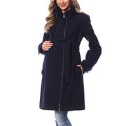 Be Mammy Abrigo Chaqueta Premamá de Lana Embarazo Ropa Invierno BE20-225 (Azul Marino, EU 34=ES 34)