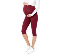Be Mammy Leggins Premamá 3/4 para mujer embarazada Mallas capri maternidad Leggings pirata lactancia Ropa deportiva Embarazo BE20-229 (Granate, L)
