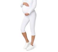 Be Mammy Leggins Premamá 3/4 para mujer embarazada Mallas capri maternidad Leggings pirata lactancia Ropa deportiva Embarazo BE20-229 (Blanco, XL)