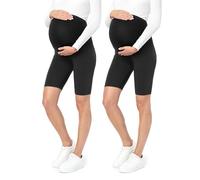 Be Mammy Leggins Premamá cortos para mujer Mallas cortas de Embarazo Shorts de mujer embarazada Ropa premama deportiva Pantalones maternidad 2Pack BE20-228 (2Pack Negro/Negro, XL)