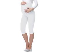 Be Mammy Premamá Leggins 3/4 Mallas Pirata de Embarazo Lactancia Maternity Leggings Capri 03 (Blanco, XL)