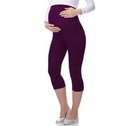 Be Mammy Premamá Leggins 3/4 Mallas Pirata de Embarazo Lactancia Maternity Leggings Capri 03 (Ciruela, XXL)